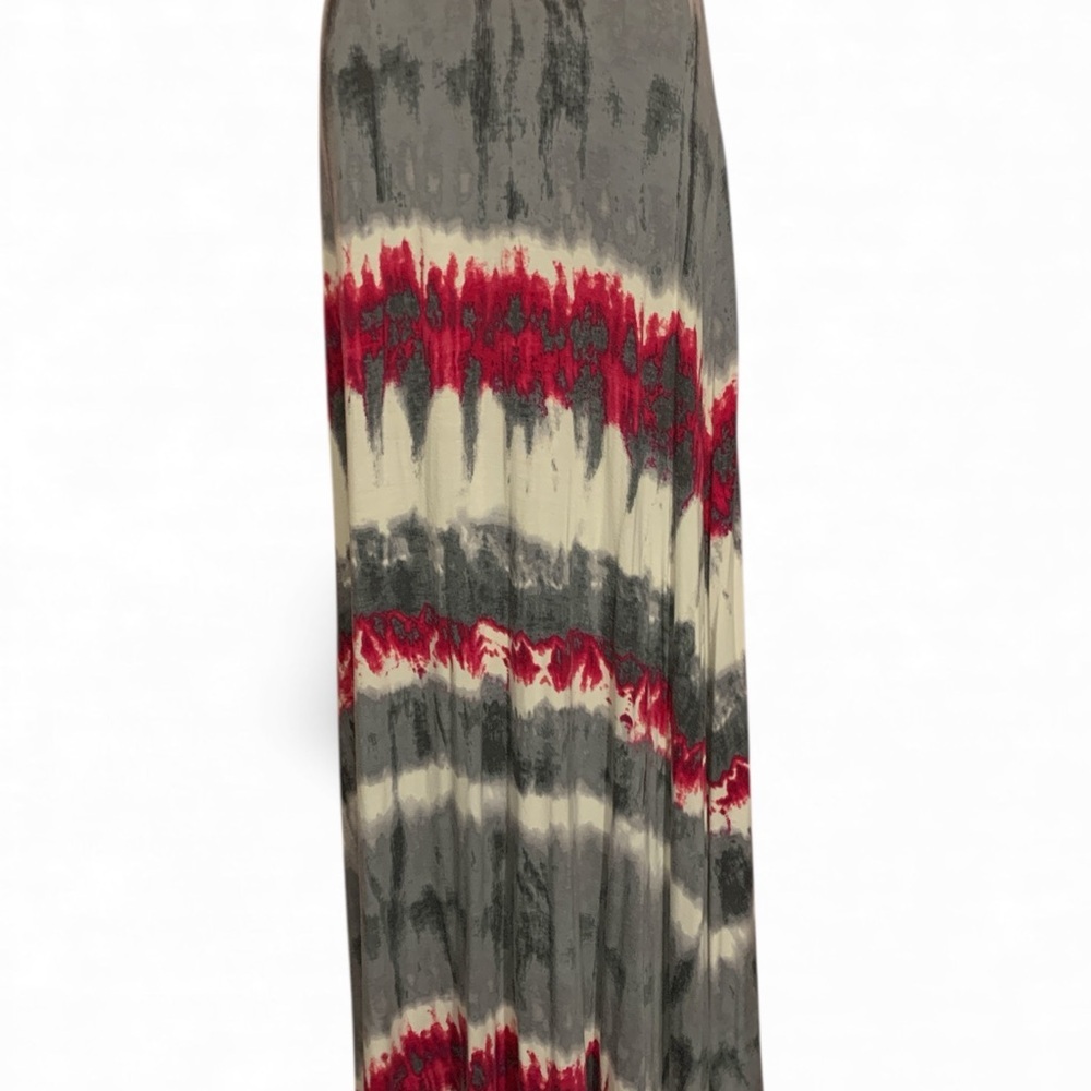 Chelsea & Theodore Gray and Red Maxi Skirt (item#10107)
